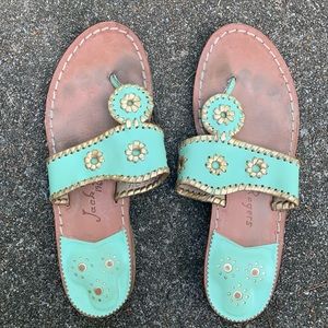 JACK ROGERS Turquoise and gold Flip-Flops